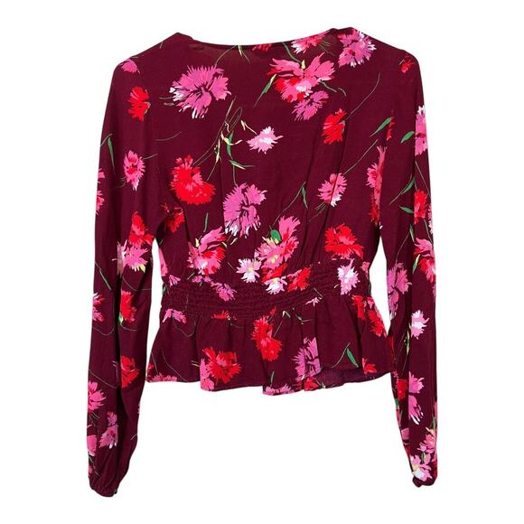 Express XS Floral Peplum Blouse Shirt Top Cottage Indie Fairy - Picture 6 of 6